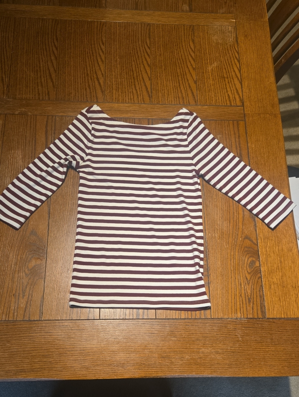 GAP Striped Boatneck Top in Burgundy and White